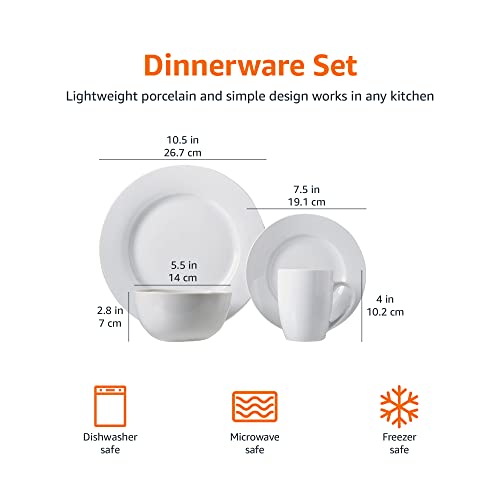 Porcelain Dinnerware Set for 4 - Microwave & Dishwasher Safe Plates Bowls Mugs