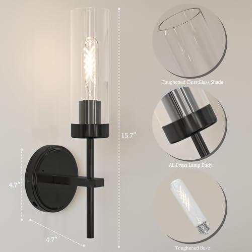 Black Battery Operated Wall Sconce Set of 2 with Remote, 3000K, 16 Inch – Seasonize