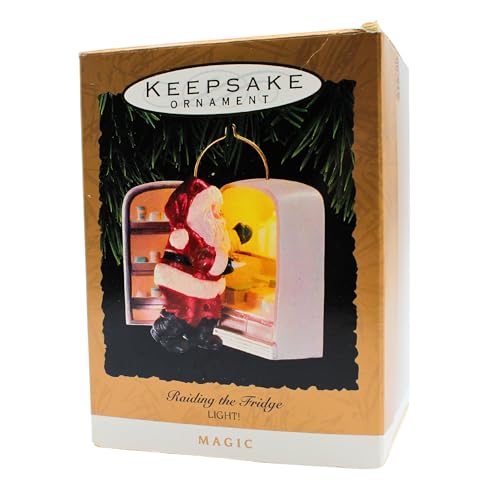 Hallmark 1993 Santa Raiding the Fridge Ornament QLX7185 – Light-Up Christmas Tree Decoration