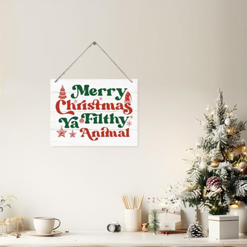 Merry Christmas Wooden Sign 15x11.4 Inches Holiday Wall Decor Rustic Festive Decor