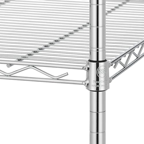 Finnhomy Chrome 5-Tier Heavy Duty Wire Shelving Rack 24x24x59 Inches Adjustable