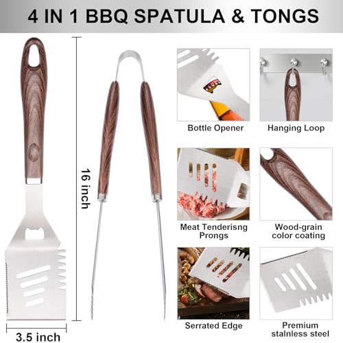 Supernal 21Pcs Deluxe Heavy Duty Stainless Steel Grill Tool Set for Men | 21Pcs Grilling Accessories