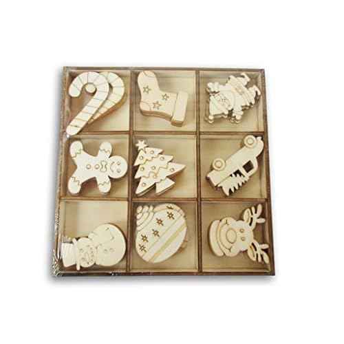 Mini Laser Cuts Wood Shape Christmas Holiday Mini Icons - 54 Pieces