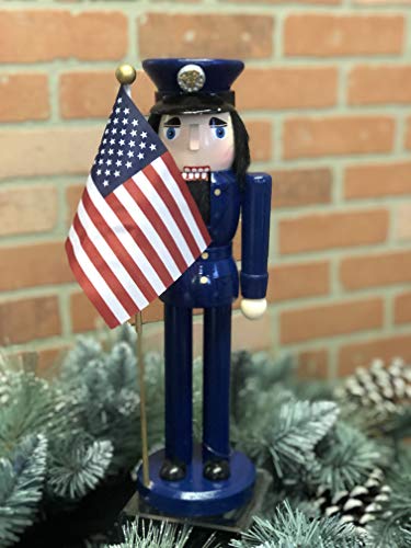 Santa's Workshop 14-Inch Air Force Nutcracker with Flag - Handcrafted Holiday Decor