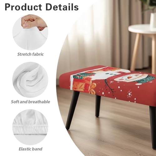 Cugasmaru Snowman Christmas Bench Cover Stretch Fit Waterproof Decor
