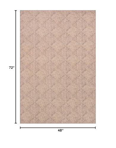 nuLOOM 4' x 6' SpinClean Machine Washable Stain-Resistant Area Rug Low Profile for Living Room, Bedroom, and Dining Room, Joplin Natural