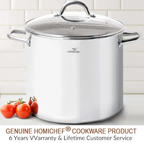 16 Quart Nickel-Free Stainless Steel Stock Pot with Glass Lid - Mirror Finish, Induction Compatible
