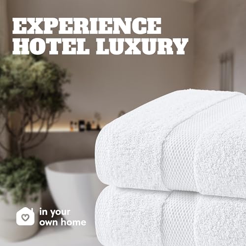 White Bath Towels 24x50 Inch - 6 Pack Extra Absorbent Cotton Set with Variation White / Bath Towels 6-Pack, 24x50 Inches
