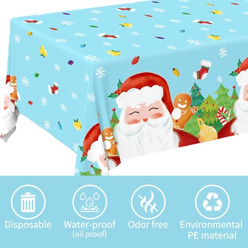 Gatherfun 2-Pack Christmas Santa Disposable Tablecloths 54x108" for Merry Christmas Party Decorations