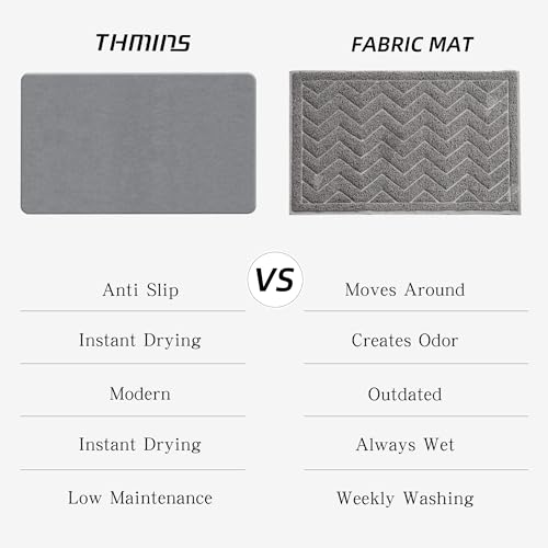 Extra Large Stone Bath Mat 36x24 Inches Non-Slip Shower Rug Gray Variation 1
