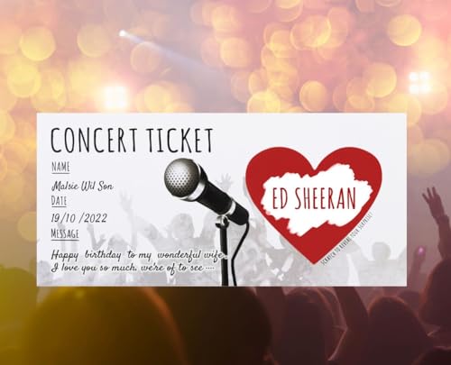 CJ&M Personalized Concert Surprise Scratch Card 7.72 x 3.54 inches - Music Ticket Gift