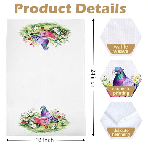 Funny Pigeon Hand Towels - Decorative Waffle Bathroom Towel - 15 Variation, 16x24 Inches