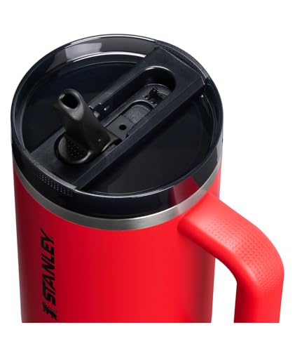 STANLEY Quencher ProTour Flip Straw Tumbler with Leakproof Lid 40 oz | Built-In Straw & Handle | Cupholder Compatible for Travel | Insulated Stainless Steel Cup | BPA-Free | Chili Black