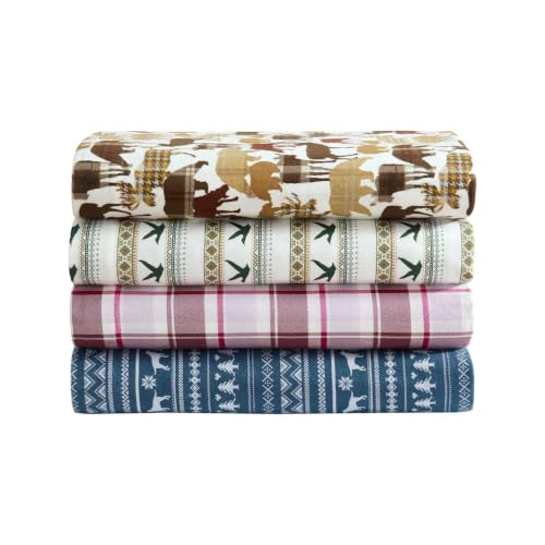 King Sheet Set with Fitted & Pillowcases - Animal Plaid Brown Variation