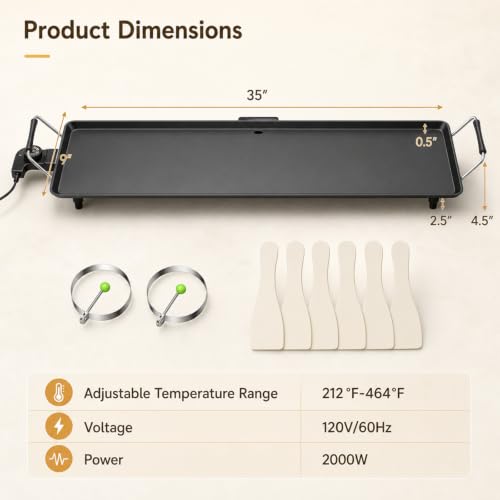 DORTALA 35-Inch Large Electric Griddle 2000W Nonstick Flat Top Cooker