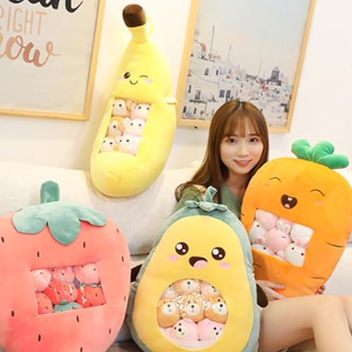 Banana Throw Pillow Fruit Stuffed Toys Banana Plush Pillow Removable Fluffy Creative Gifts for Kids,Kawaii Banana Plush toy Halloween Christmas Decorative Doll Toy Gift
