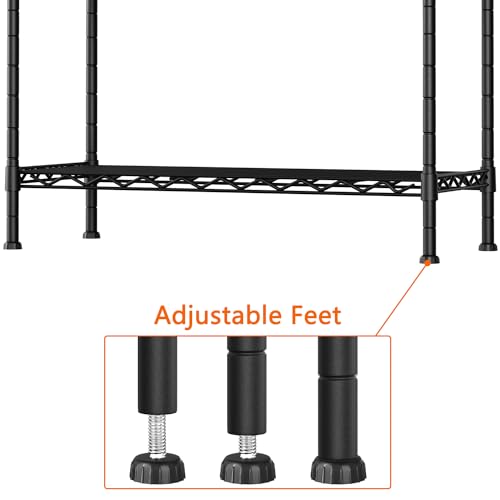 Heavy Duty 3-Shelf Storage Shelves - 36x14x35.8 Black Metal Wire Rack with Adjustable Height - No Wheels