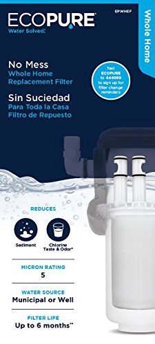 EcoPure Whole Home Sediment & Chlorine Filter - 5 Micron NSF Certified Replacement for EPWHE System - 6-Month, Easy Filter Change