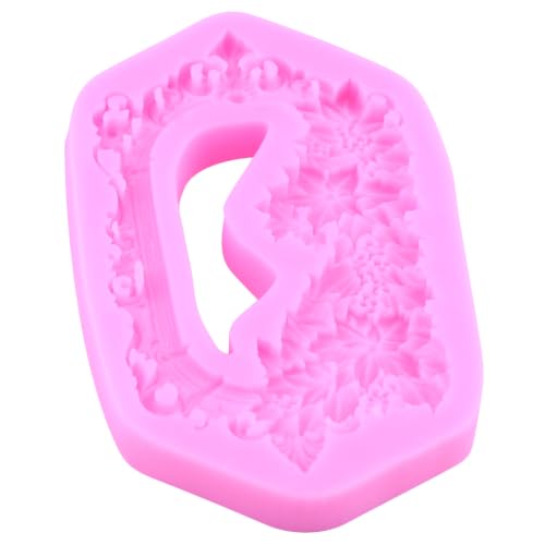 YIHUOMOLDS Christmas Vintage Frame Poinsettia Fondant Silicone Mold - Style P