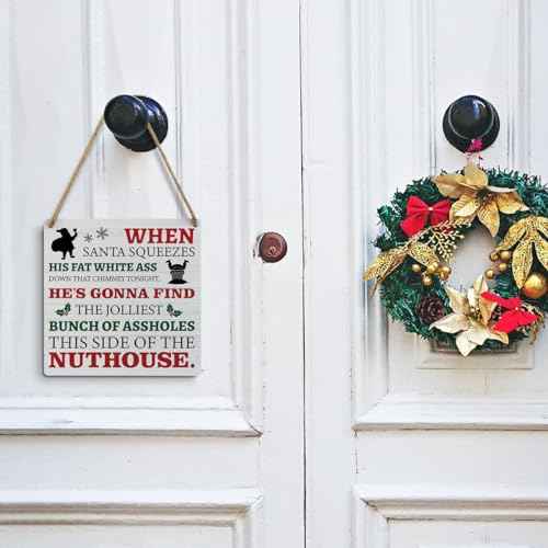 mmiishe Christmas Decor Christmas Vacation Christmas Signs Wall Art Farmhouse Wall Hanging Decor Winter House Snowflake Mistletoe Wood Sign for Festival Home Xmas Party Holiday Front Door Porch Decor