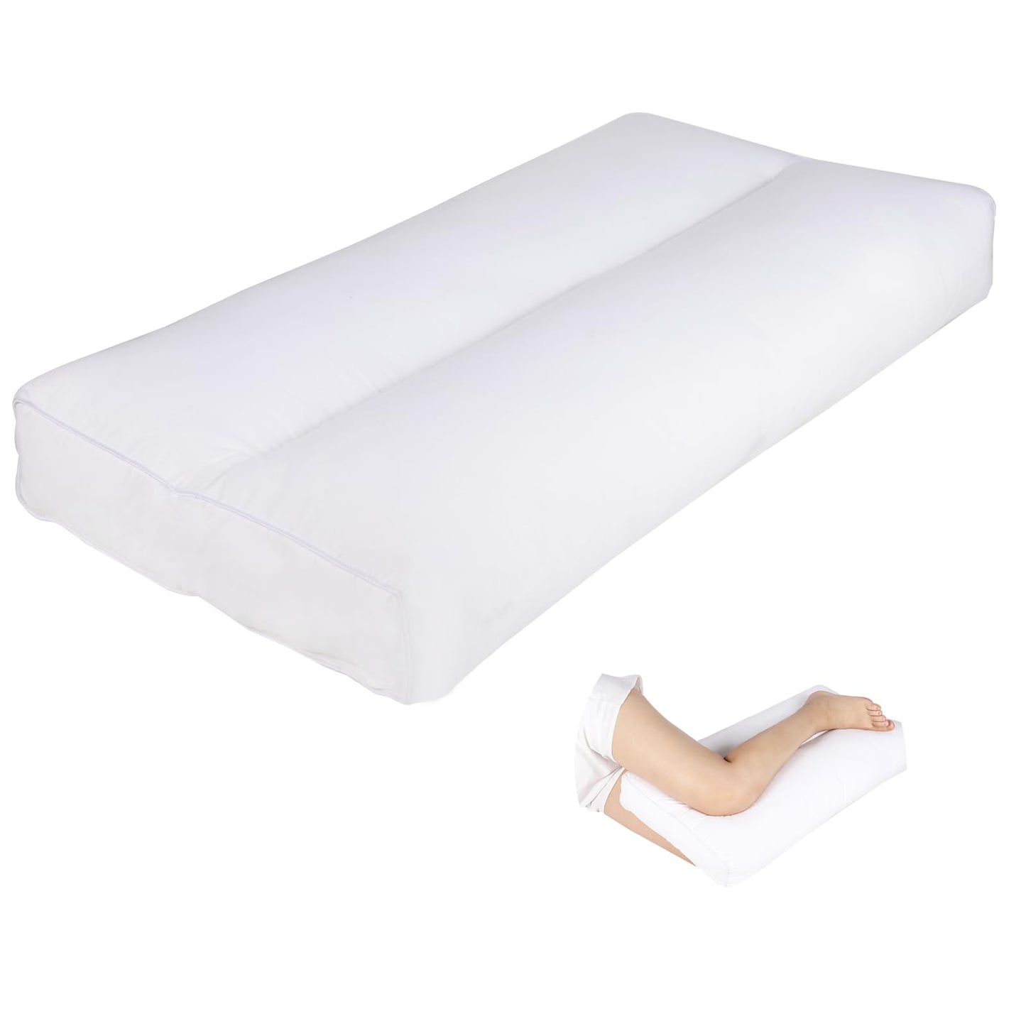 MINUPWELL Knee Pillow for Side Sleepers, 5 Inch Height Between Leg & Under Knee Pillow for Back Sleepers - Leg Pillow with 1100G 7D High Suppot Alternative for Relieving Leg, Back, and Knee Pain