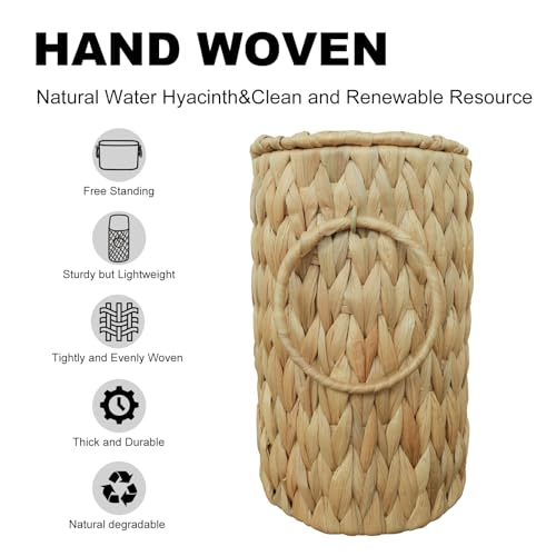 Coeusy Toilet Paper Basket with Lid,Wicker for Bathroom Organizers