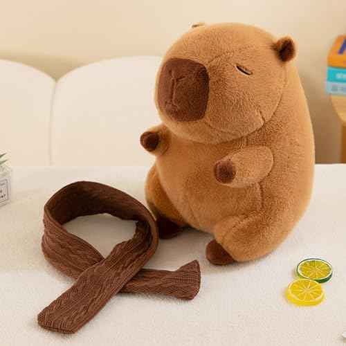 Cute Capybara Plush Toy Pillow Adorable Capybara Stuffed Animal for Kids and Adults 9.8inch Soft and Squishy Capibara Plushie Pillow Doll Xmas Gift£¨Scarf Style£©