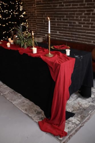 10 Pack Red Cheesecloth Table Runners 17 x 108 Inches for Wedding Party Decor