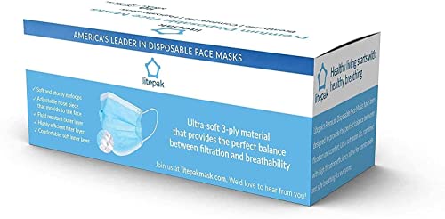Blue Disposable Face Masks 2000pcs 3-Ply Breathable Covering with Nose Wire - Adult Mask