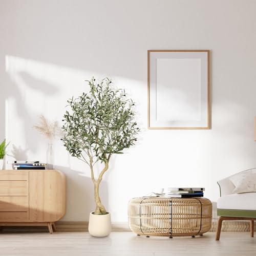 5ft Artificial Olive Tree with White Exquisite Planter - Indoor Decor