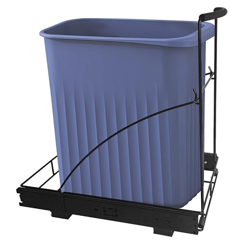 Black Pull Out Trash Can for Cabinets - Under Sink Organizer, Fits 7-13 Gallon