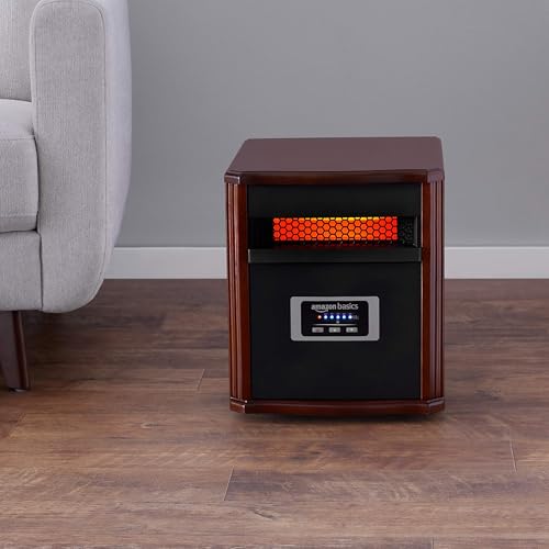 Wood Finish Portable Space Heater with Remote Control, Adjustable Thermostat, 1500W