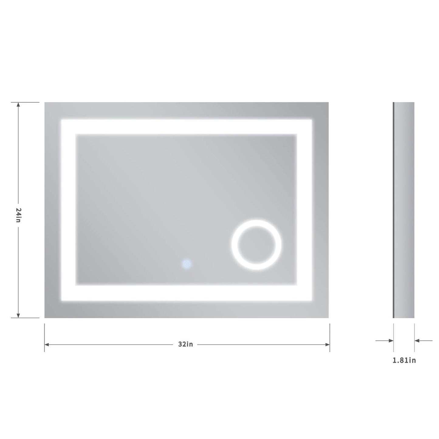 MIRPLUS 24 x 32 inch Bathroom Mirrors for Wall, LED Bathroom Mirror with Lights, Rectangular Bathroom Mirror with 3X Amplifier Anti-Fog Mirrors
