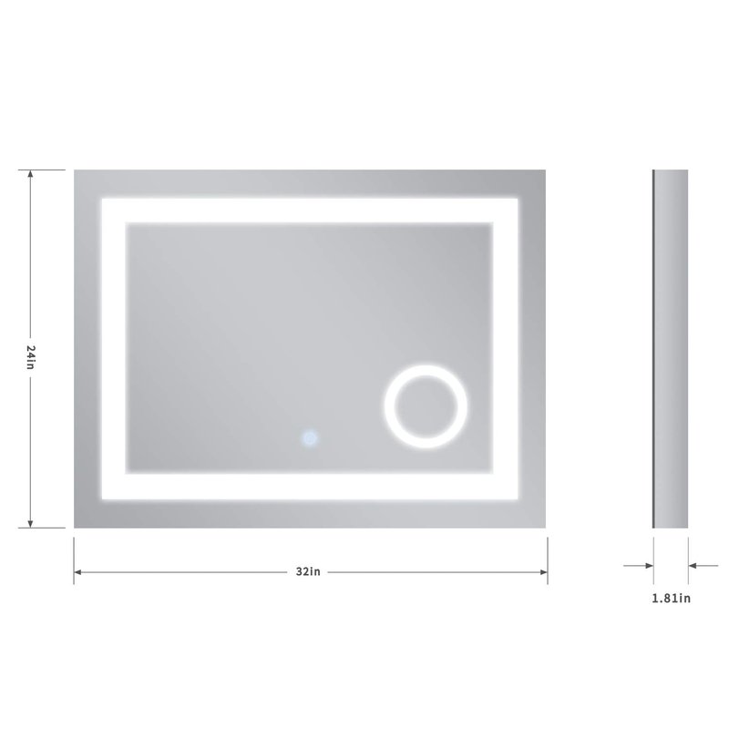 MIRPLUS 24 x 32 inch Bathroom Mirrors for Wall, LED Bathroom Mirror with Lights, Rectangular Bathroom Mirror with 3X Amplifier Anti-Fog Mirrors
