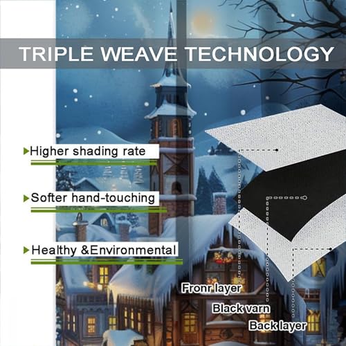 TOWINSFB Christmas Tree Town Cabin Blackout Curtains - 42x84 Inches Pack of 2