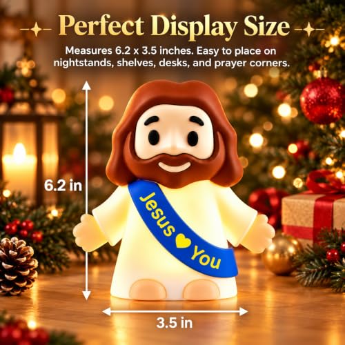 Jesus Night Light for Kids - Blue 2 Pack, Touch-Control, Portable Faith Lamp