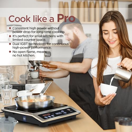 Professional Induction Cooktop 1800W with Large Coil Burner, NSF Certified
