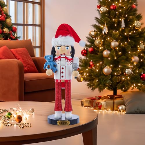 Elvis Presley Kurt Adler 10-Inch with Teddy Bear Nutcracker, Red