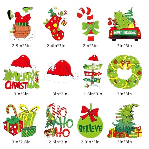 36pcs Christmas Tree Decorations - Wood Christmas Tree Hanging Ornament Holiday Xmas Ornaments Christmas Decorations Decor Home Indoors (36pcs)