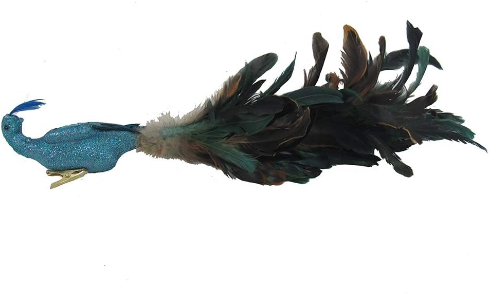 18-Inch Decorative Peacock Feather Clip by Kurt Adler - Elegant Home Accent