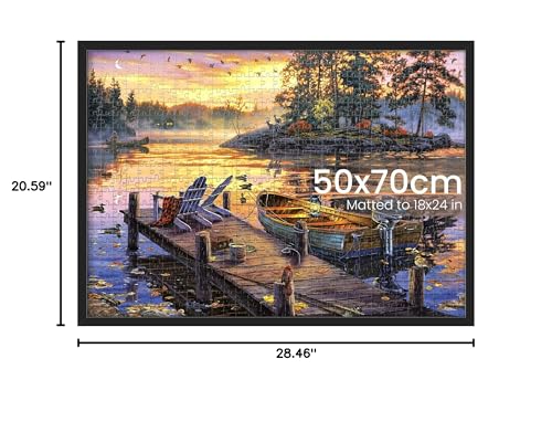 upsimples 50x70cm Puzzle Frame Black - 19.7x27.6in Wall Poster Frame for 1000-Piece Puzzle
