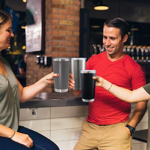 20oz Tumbler with Lid - Stainless Steel Insulated Mug Gray (12-pack) AIANJI