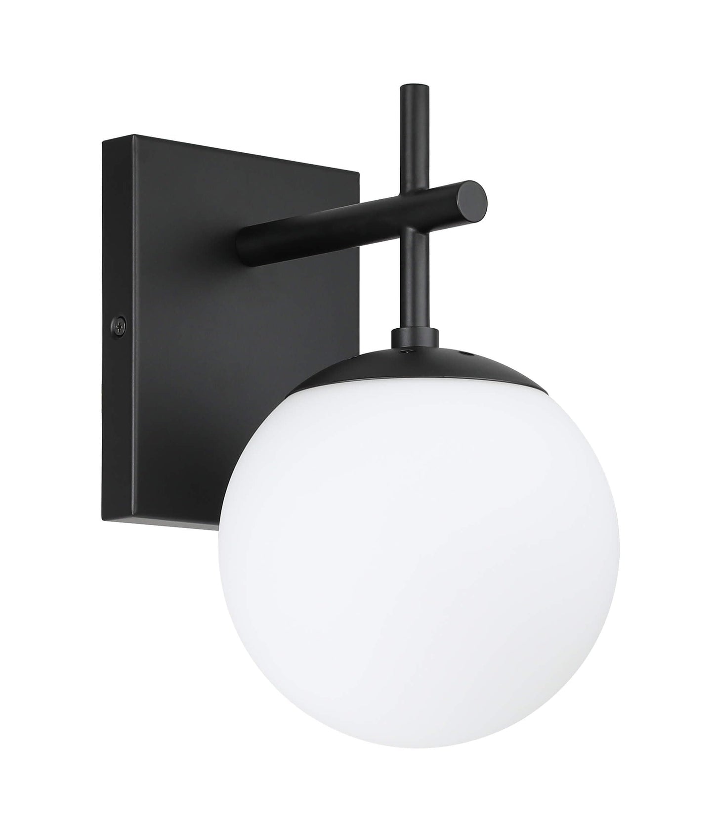 XiNBEi Lighting Globe Sconce Light, Mid Century Black Bathroom Sconce Wall Lighting Indoor 1 Light Glass Wall Sconce for Loft Bath Bedroom Hallway XB-W1320-1-MB