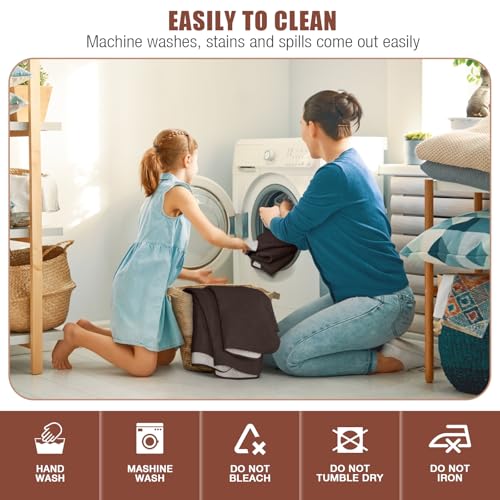 Chocolate Waterproof Recliner Sectional Couch Cover - 5 Seat Recliner Slipcover with Storage Pockets