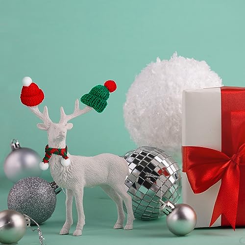 24 Pcs Mini Knit Hat Mini Christmas Scarf Set Tiny Santa Hats for Crafts Small Christmas Tree Ornaments Decorations for DIY Craft Art Snowman Doll (Red)