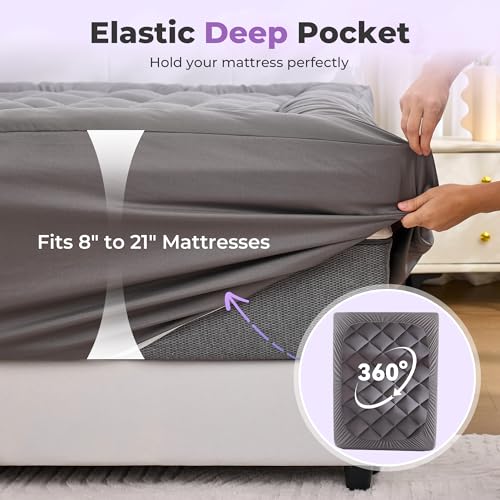 SINWEEK King Size Dual Layer Memory Foam Mattress Topper Gray 5 Inch Gel & Plush Pillow Top