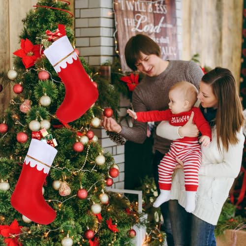 Amazing Time 30 Pcs Red Christmas Stockings with White Cuff & Gold Trim - Holiday Decor