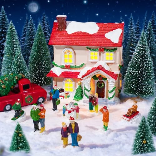 Rileryan 8 PCS Miniature Christmas Village People Figurines - Variation A
