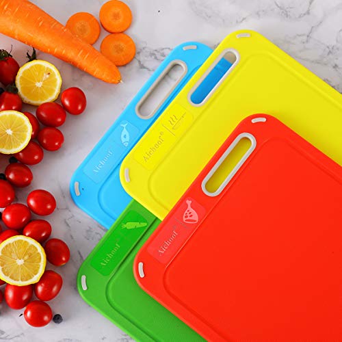 Aichoof Set of 4 Color Coded Cutting Boards with Holder – BPA-Free Kitchen Utensils