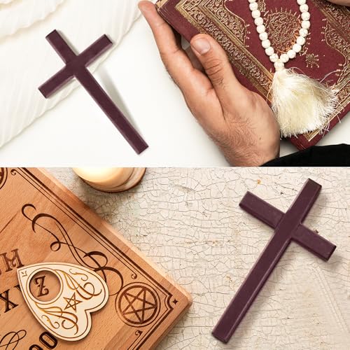 Christian Wooden Cross Wall Decoration Hand Held Prayer Crosses Palm Sized Christian Gift 4.7 inch, with Velvet Bag